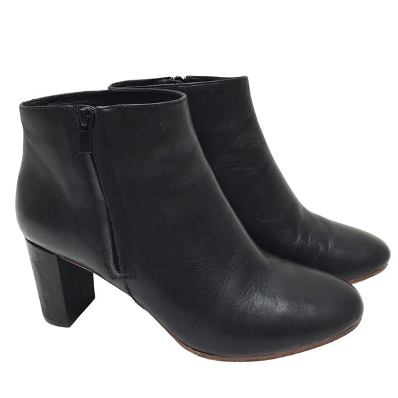 Loeffler Randall Ana-Va Block Heels Side Zip Leather Ankle Boots Black Size 6.5 - Picture 16 of 17